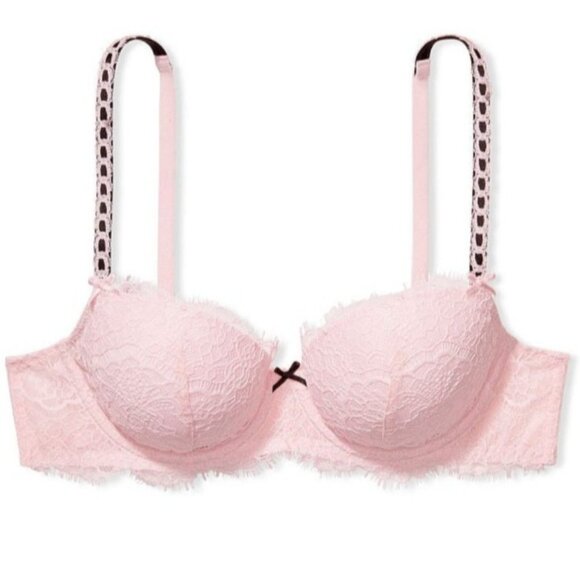 VS DREAM ANGELS Lightly Lined Ribbon Slot Demi Bra Angel Pink Ribbon Slot 36DD - Picture 12 of 14